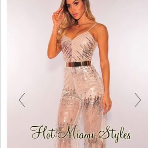 Champagne sequence jumpsuit brand new with tags